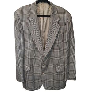 Oscar De La Renta Vintage Wool 2-Button Houndstooth Blazer Size 44L